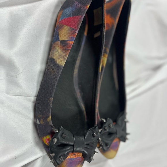 Diesel Black and Orange Peep-Toe Flats with Bow - Picture 2 of 4